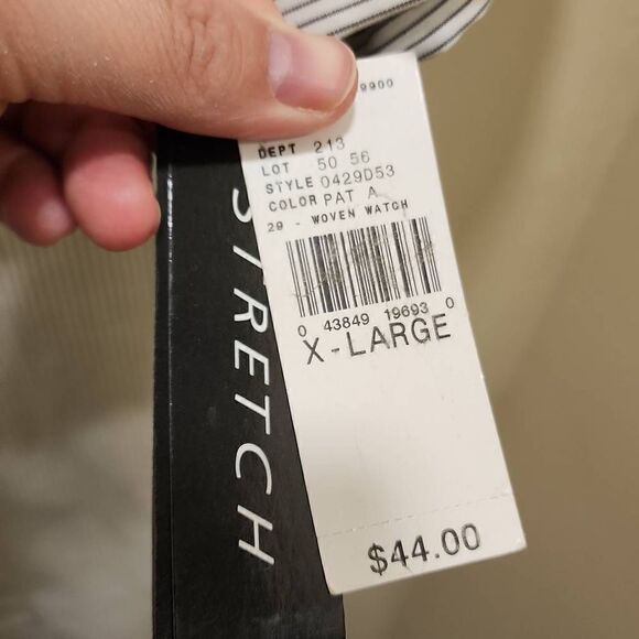 AB Studio Striped Button Front Blouse Woven Watch Pattern Women's Size XL Cotton - Picture 7 of 11